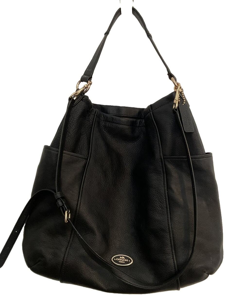 Coach Chicago Gallery Hobo 33436 Black Pebbled Leather Shoulder Crossbody Bag
